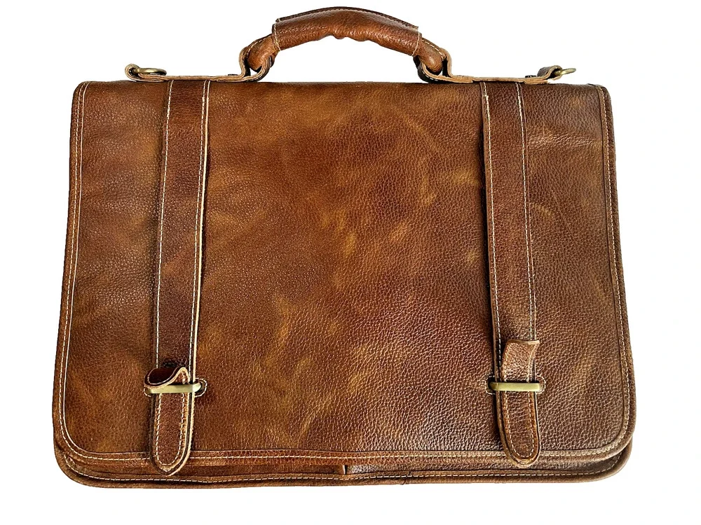 Vintage APC AmeriLeather Briefcase Carry On Bag 17X12.5 compartment strap